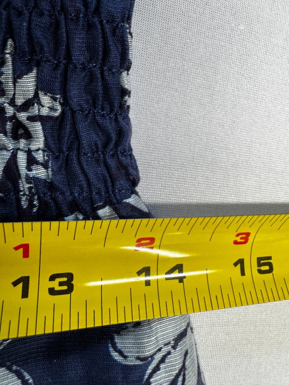 THML Navy White Floral Smocked Puff Sleeve Cottagecore linen blend Midi Dress - Picture 14 of 16